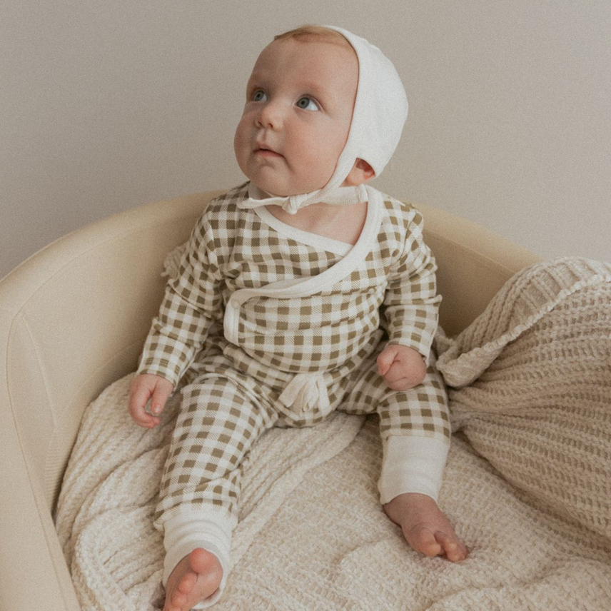 Organic Kimono Onesie & Pants Set - Checker