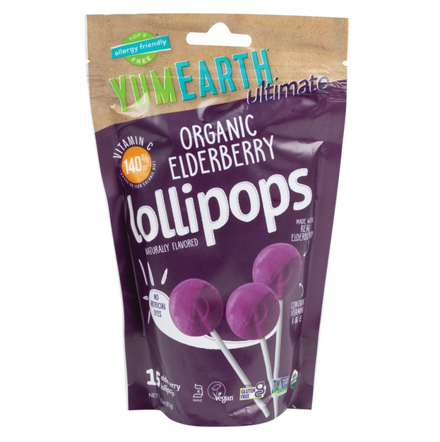 YumEarth  Organic Elderberry Lollipops 3.3 oz. bag - Elegant Mommy