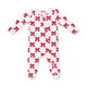 Festive Bows - 2 Way Ruffle Back Zipper Footie NB