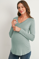 Long Sleeve V-Neck Maternity Nursing Top-Sage