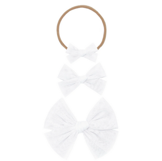 White Tulle Bow Nylon- Medium