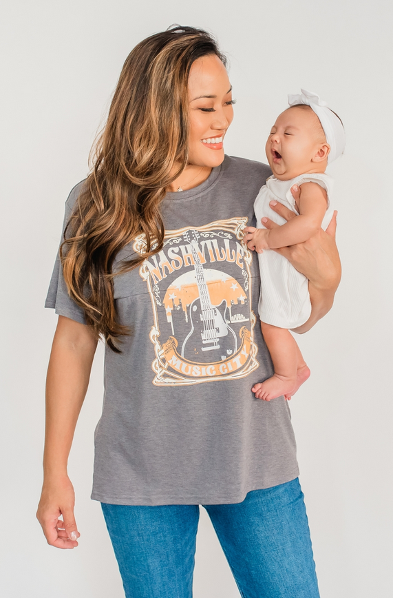 "Nashville" Nursing Graphic T-Shirt- Gray