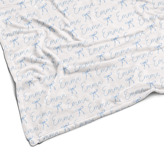 Sugar + Maple Plush Minky Fleece Personalized Blanket | Ballerina Bows