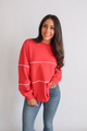 Relaxed Fit Invisible Zipper Breastfeeding Sweatshirt with Piping Poppy