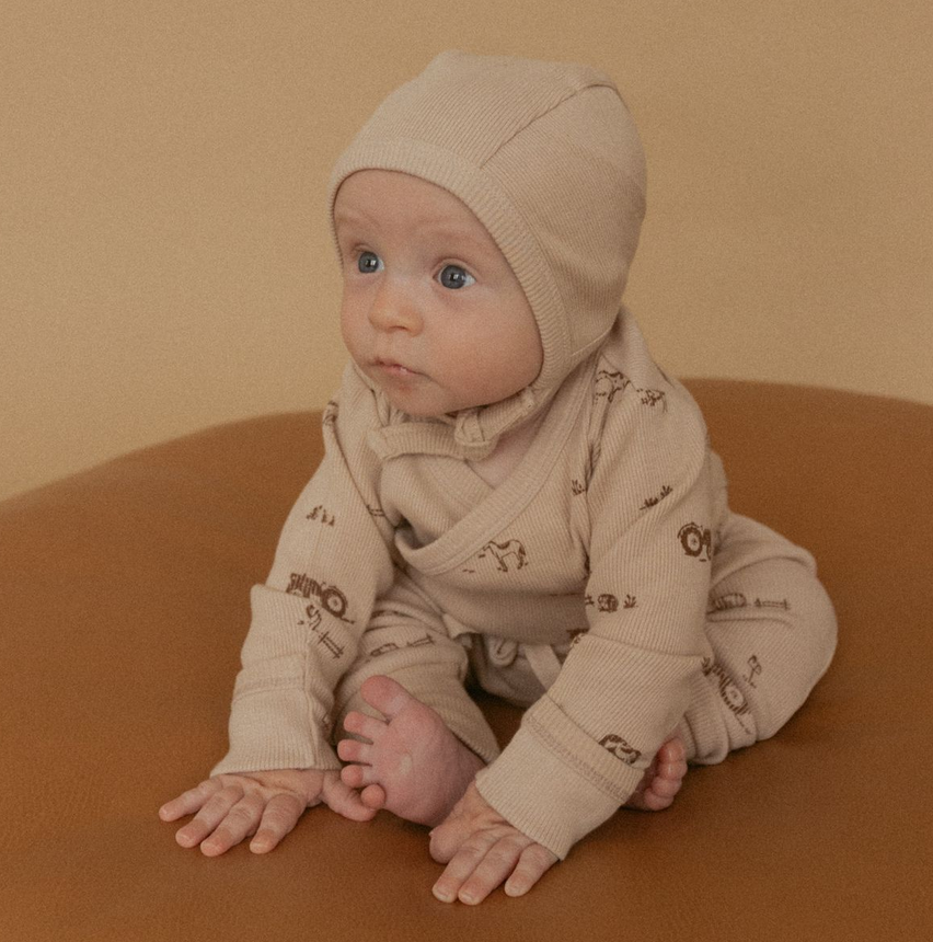 Organic Kimono Onesie & Pants Set - Farm