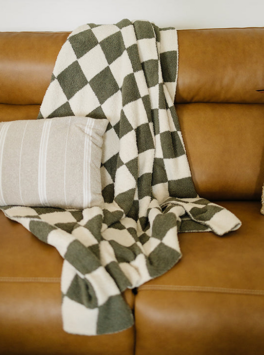 Green Checkered Plush Blanket