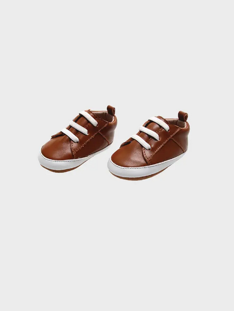 Brown Leather Baby Sneakers - Elegant Mommy