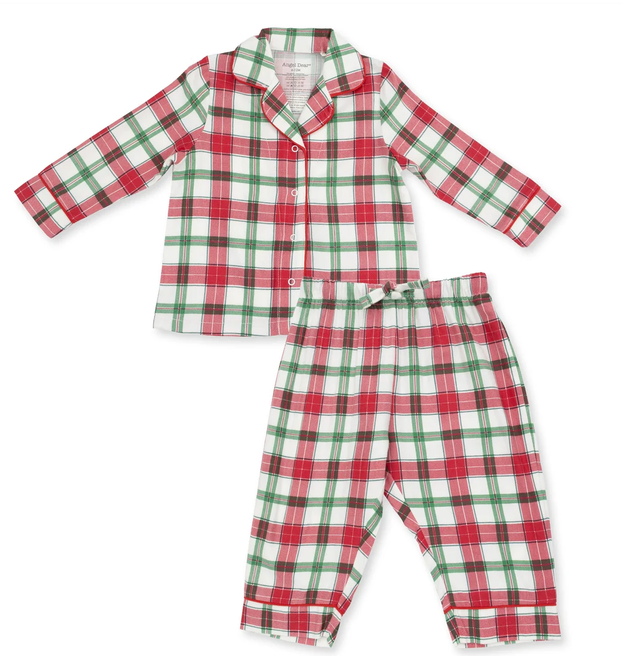 Holiday Plaid - Kids Long Sleeve Coat Style with Pant