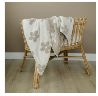 Taupe Daisy Plush Blanket