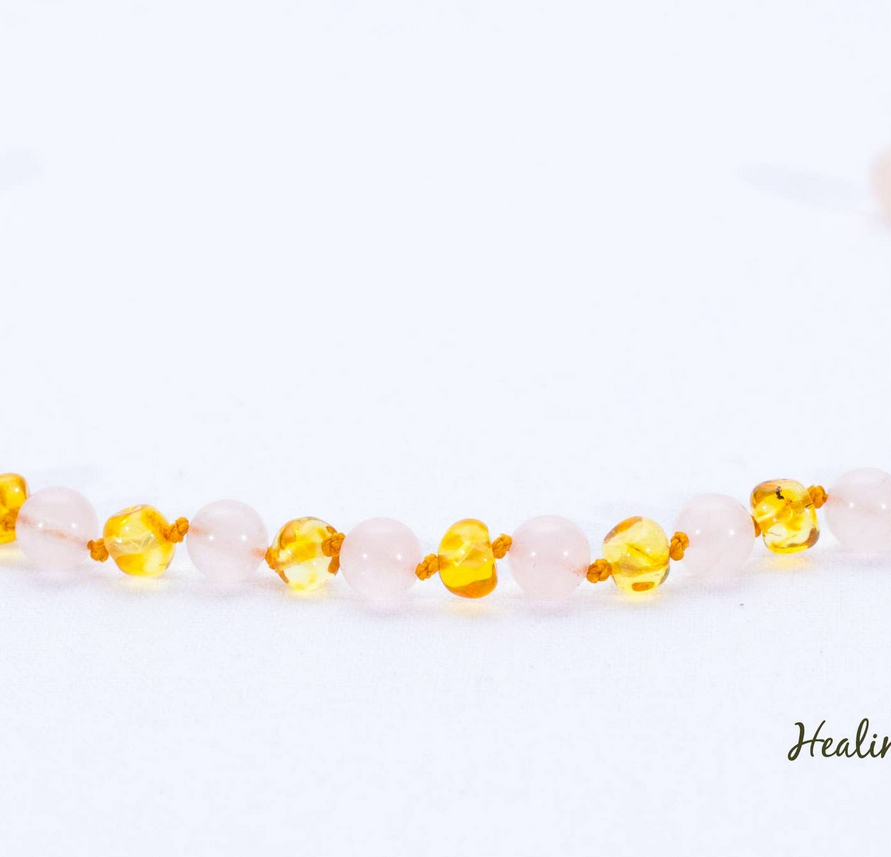 Adult Liquid Gold/Rose Quartz Gemstone 18in