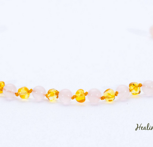Adult Liquid Gold/Rose Quartz Gemstone 18in