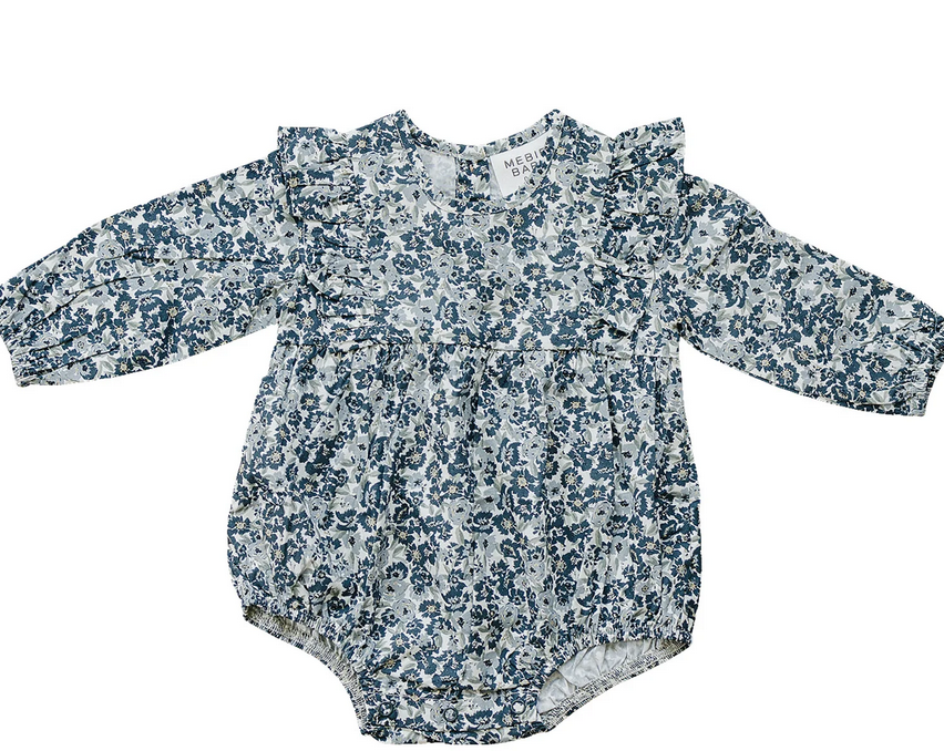 Liberty Floral Long Sleeve Ruffle Bubble Romper