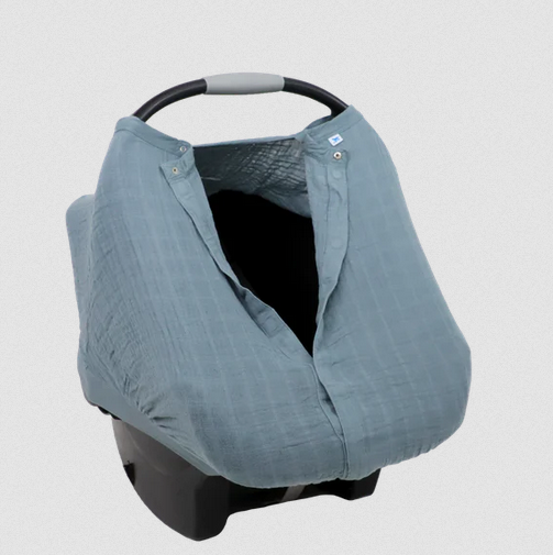 Cotton Muslin Car Seat Canopy - Sea - Elegant Mommy