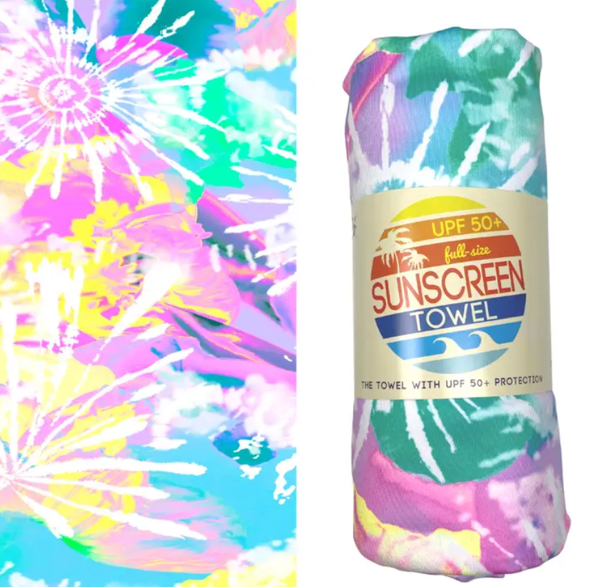 Full Size Upf 50+ Sunscreen Towel (Pastel Tie Dye) - Elegant Mommy
