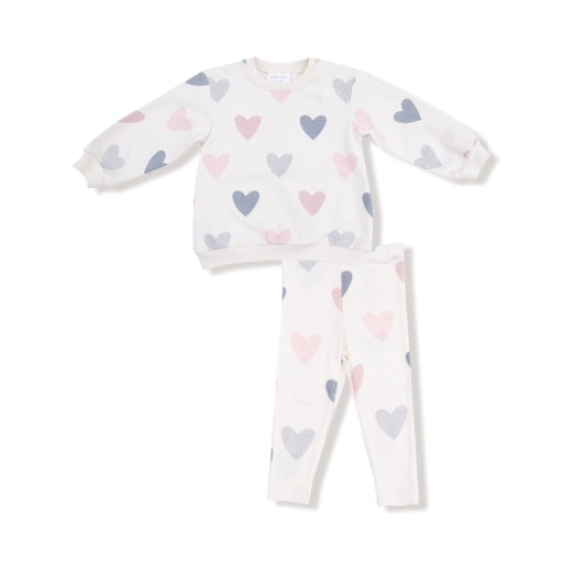 Hearts -French Terry - Puffy L/S Oversized Sweatshirt + Legging