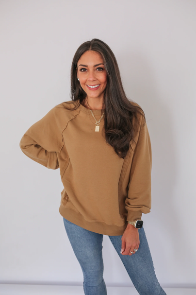 Free Flowing Lightweight Long Sleeve Nursing Top Cocoa