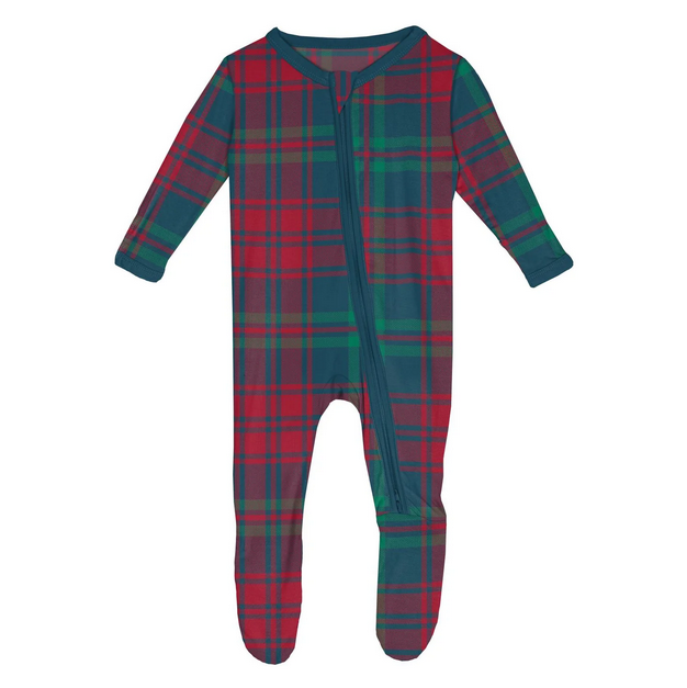 Peacock Plaid Footie Pajamas