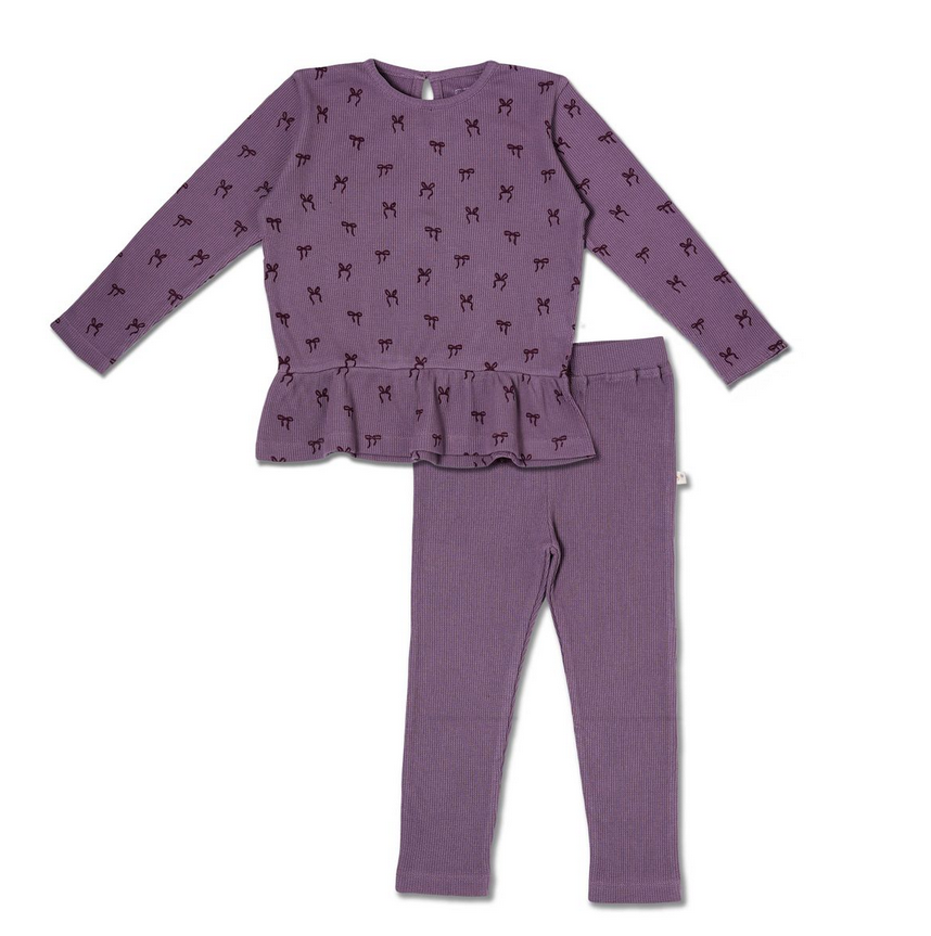 *Organic Peplum Top & Leggings Set - Bows