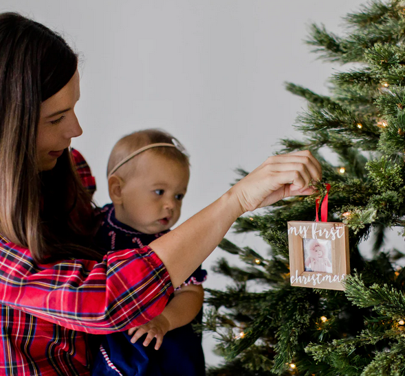 My First Christmas Holiday Wooden Picture Frame Ornament