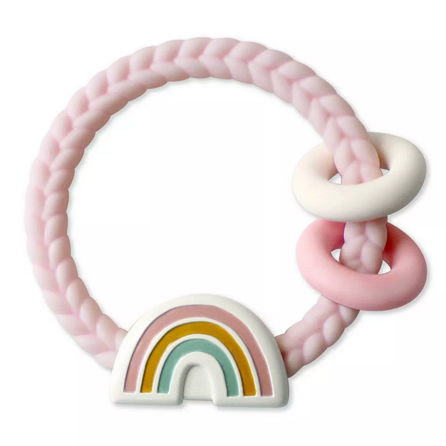 Ritzy Rattle Silicone Teether Rattles Rainbow Pink