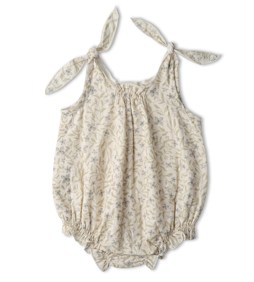 Organic Tie Shoulder Bubble Romper - Bluebelle