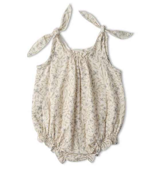 Organic Tie Shoulder Bubble Romper - Bluebelle