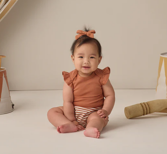 FLUTTER SLEEVE BODYSUIT POPPY