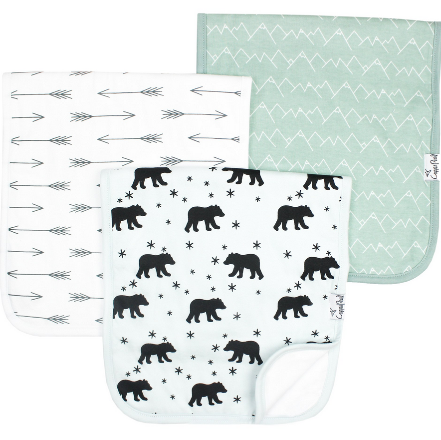 Copper Pearl Archer Burp Cloths