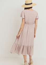 Mauve Gauze With Ruffled Maternity Dress