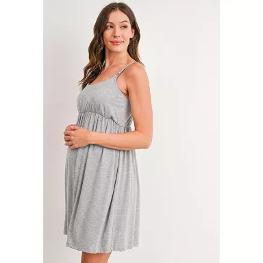 Maternity Nursing Dress & Robe Set-Heather Gray