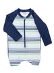 Long Sleeve One Piece Rash Guard - COASTAL STRIPES