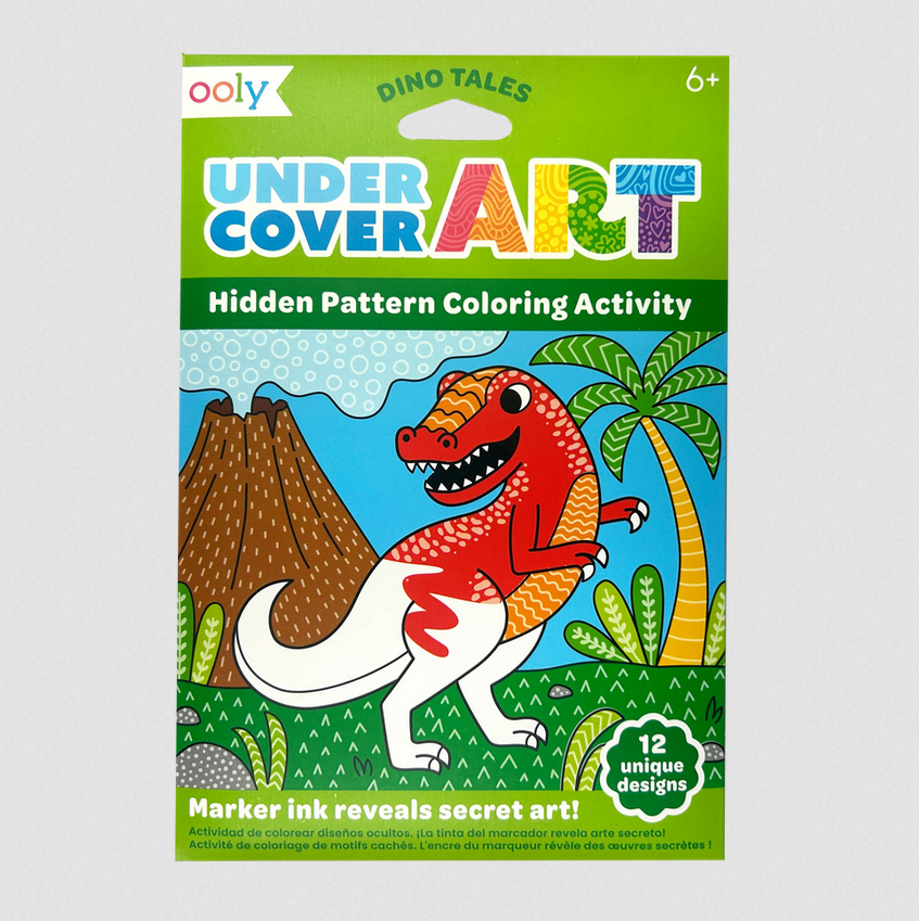 Undercover Art Hidden Pattern Coloring Activity Art Cards - Dinosaur