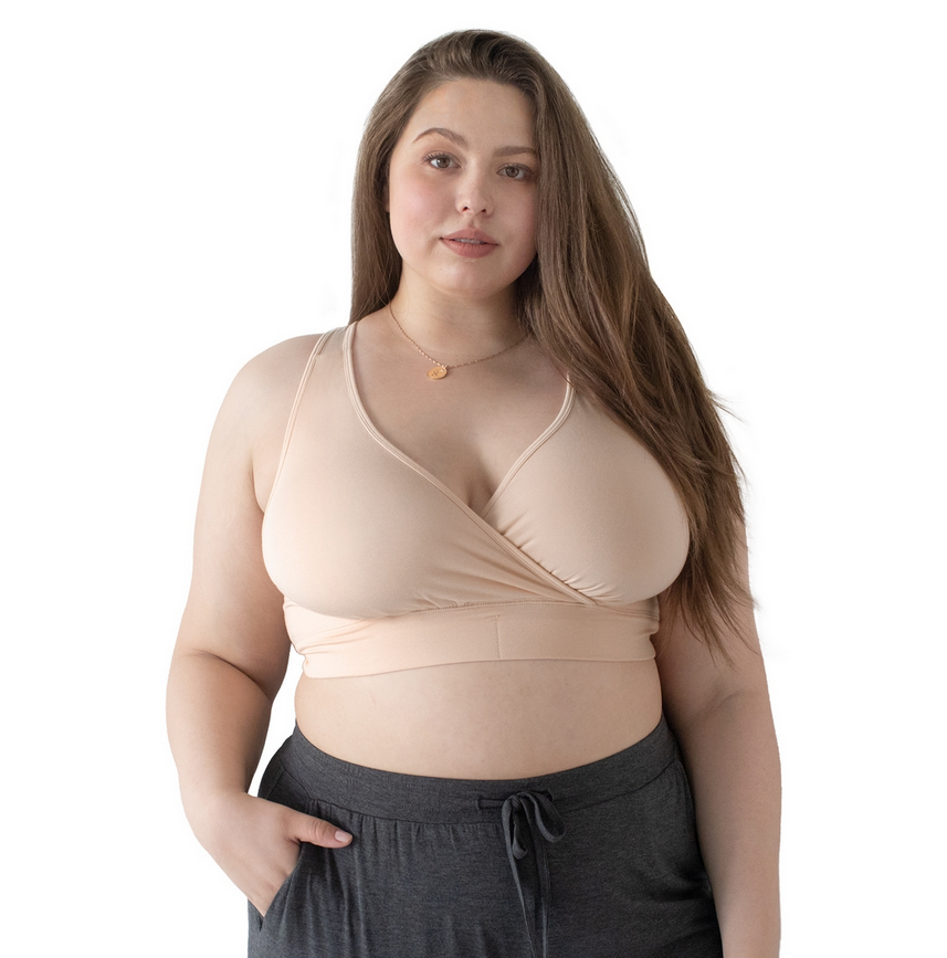 French Terry Racerback Nursing & Maternity Sleep Bra-Beige