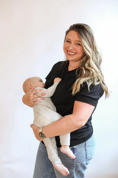 Relaxed Fit Zip Breastfeeding Tee Black