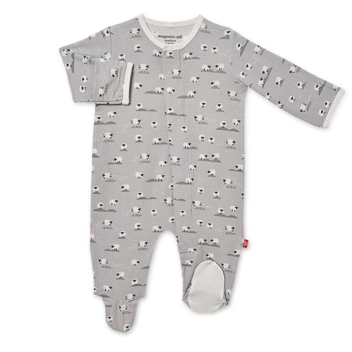 BAA BAA BABY GRAY MODAL MAGNETIC FOOTIE