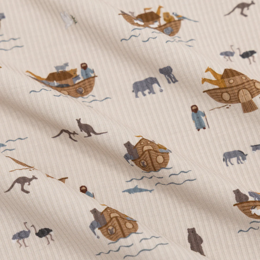 Noah's Ark Small Ribbed Zip Romper