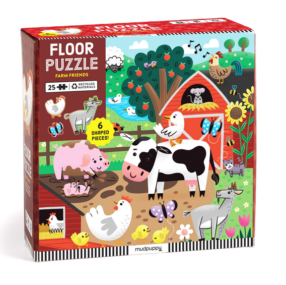 Farm Friends 25 Piece Floor Puzzle with Shaped Pieces