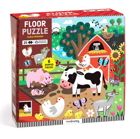 Farm Friends 25 Piece Floor Puzzle with Shaped Pieces