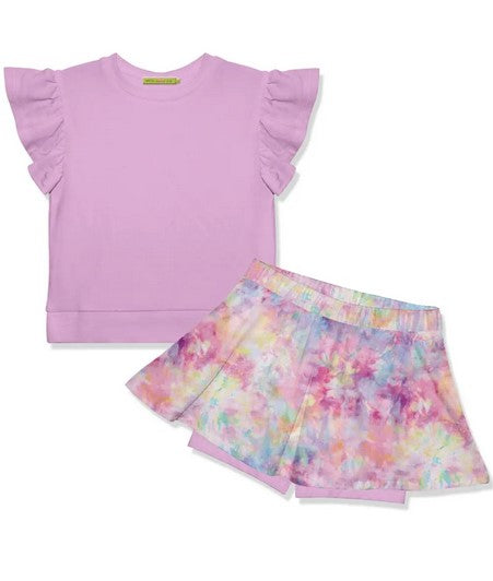 *Girls Lilac  Top & Candy Tie-Dye Skort