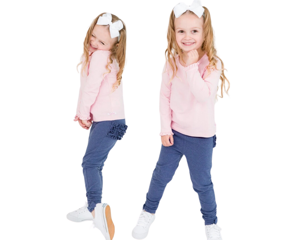 Baby Ruched Bow Leggings -Faux Denim