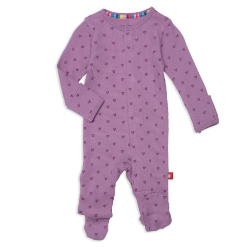 Pink Ribbon Print Waffle Footie