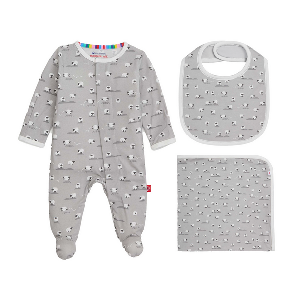 BAA BAA BABY GREY MODAL 3PC GIFT SET NB