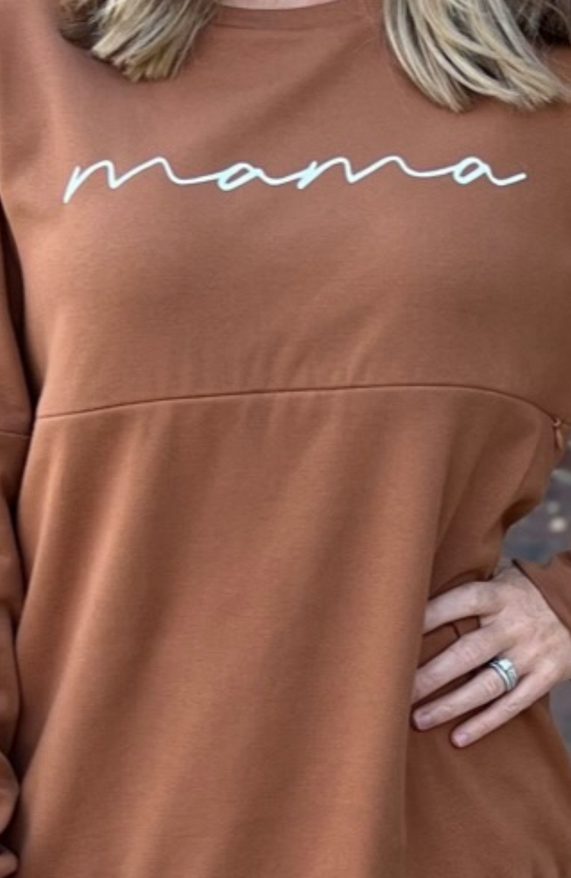 "Mama" Nursing Sweatshirt - Camel Brown