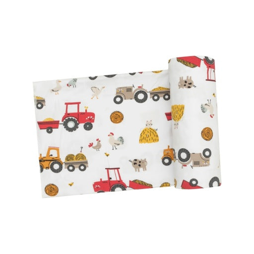 Happy Tractors Swaddle Blanket RED 45X45