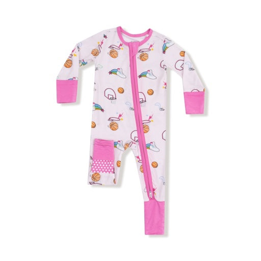 Basketball Pink - 2 Way Zipper Romper