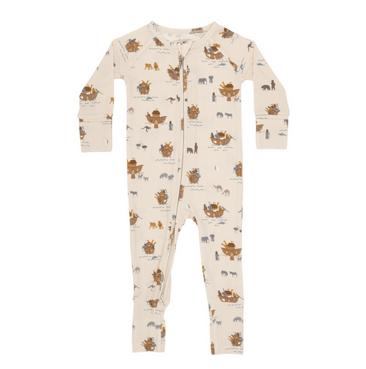 Noah's Ark Small Ribbed Zip Romper