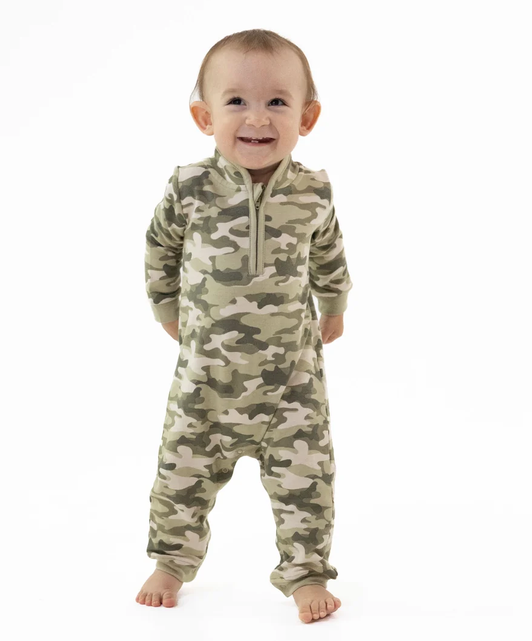 Camo French Terry - Zip Neck Romper