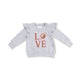 *French Terry Sport - Varsity - Light Grey Heather - Ruffle Sweatshirt w/ Love Patch