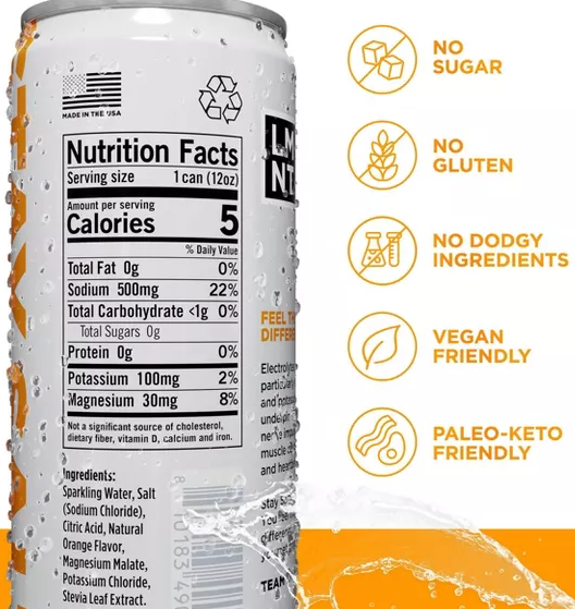 -LMNT 12oz  Sparkling Orange Flat