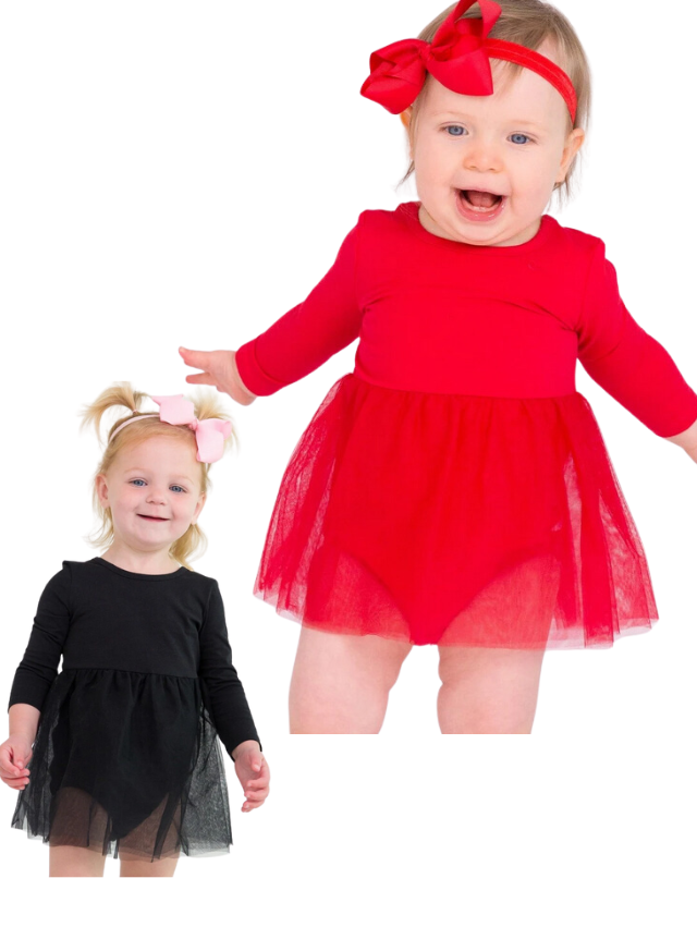 Long Sleeve Tulle Skirted Romper